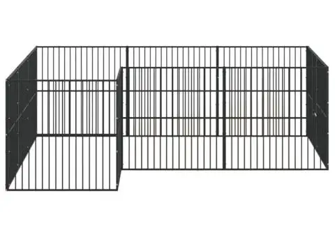 Țarc pentru câini cu 12 panouri, negru, oțel galvanizat - 5/5