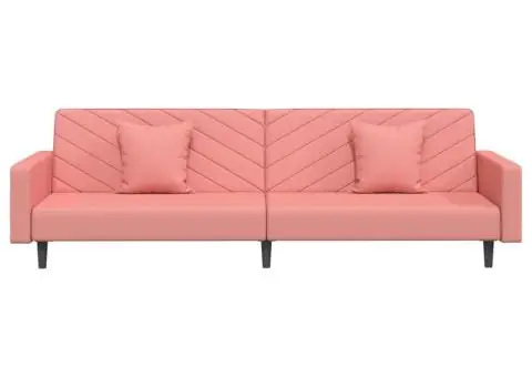 Canapea extensibilă cu 2 locuri, 2 perne, roz, catifea - 5/5