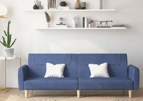 Canapea extensibilă cu 2 locuri, albastru, material textil - 1/5