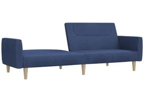 Canapea extensibilă cu 2 locuri, albastru, material textil - 4/5