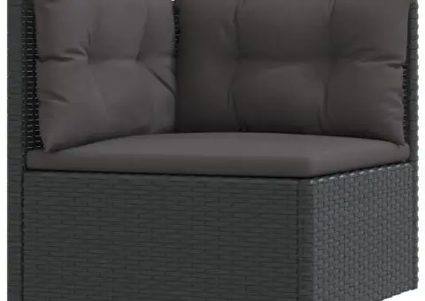 Set mobilier de grădină cu perne, 9 piese, negru, poliratan - 5/5