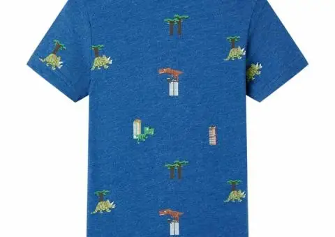 Tricou pentru copii, albastru închis melanj, 116 - 2/5