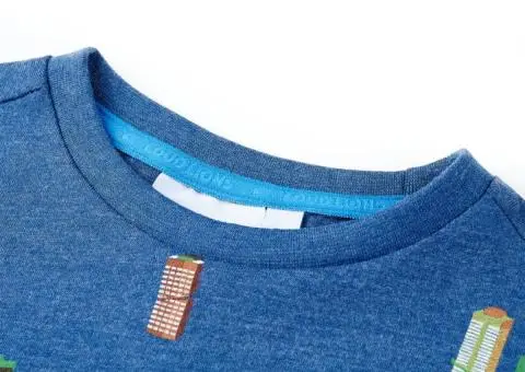 Tricou pentru copii, albastru închis melanj, 116 - 3/5