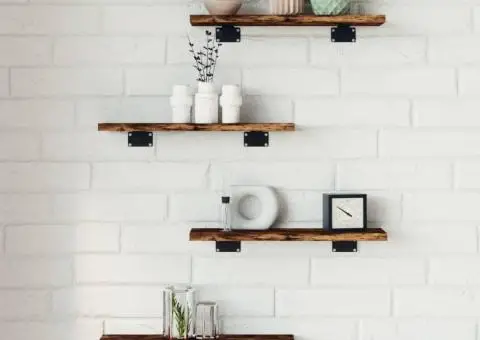 Rafturi perete 4 buc. stejar fumuriu 40x10x1,5 cm lemn compozit - 1/5