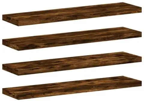 Rafturi perete 4 buc. stejar fumuriu 40x10x1,5 cm lemn compozit - 2/5