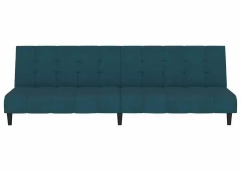 Canapea extensibilă cu 2 locuri, albastru, catifea - 5/5