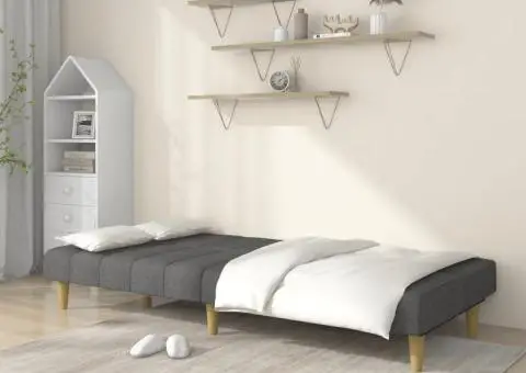 Canapea extensibilă cu 2 locuri, gri deschis, țesătură - 3/5