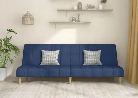 Canapea extensibilă cu 2 locuri, albastru, material textil - 1/5