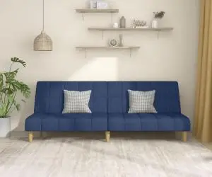 vidaXL Canapea extensibilă cu 2 locuri, albastru, material textil