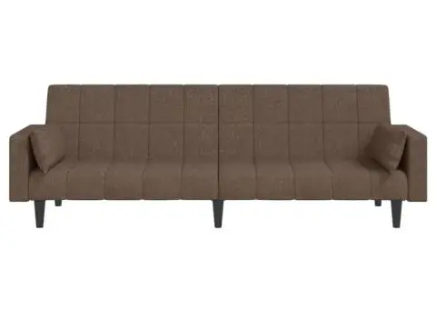 Canapea extensibilă cu 2 locuri, 2 perne, gri taupe, textil - 5/5