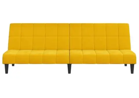 Canapea extensibilă cu 2 locuri, galben, catifea - 5/5