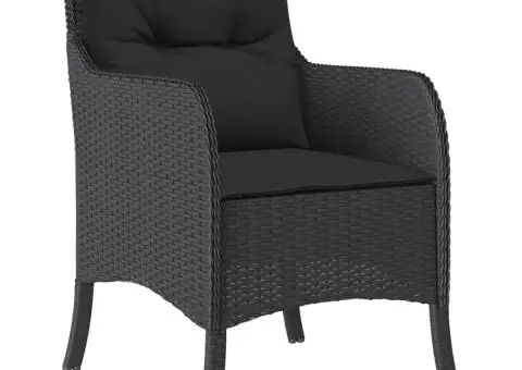 Set mobilier de grădină cu perne, 5 piese, negru, poliratan - 3/5