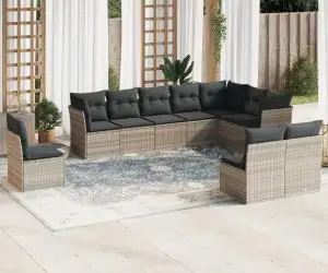 vidaXL Set canapele de grădină cu perne 10 piese gri deschis poliratan