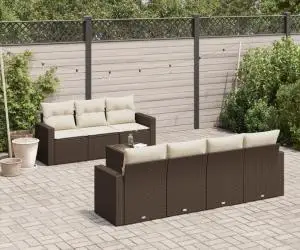 vidaXL Set canapele de grădină cu perne, 8 piese, maro, poliratan