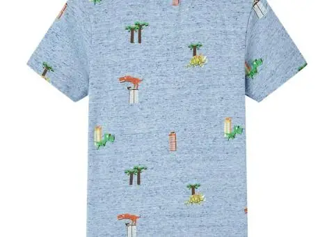 Tricou pentru copii, albastru melanj, 128 - 2/5