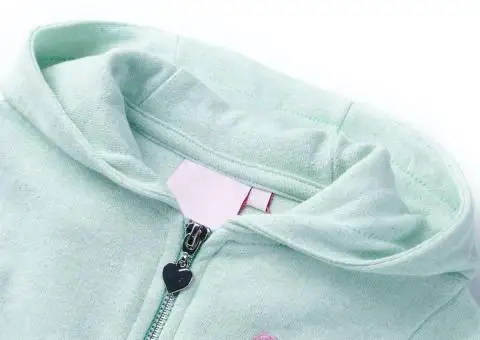 Hanorac copii cu glugă și fermoar, combinație verde mentă deschis, 116 - 3/5