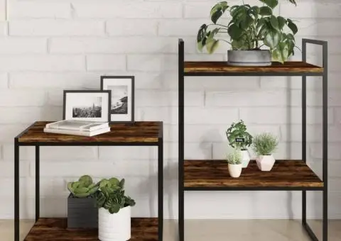 Rafturi perete 4 buc. stejar fumuriu 40x40x1,5 cm lemn compozit - 1/5