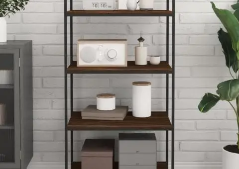 Rafturi de perete, 4 buc., stejar maro, 60x50x1,5 cm, lemn - 3/5