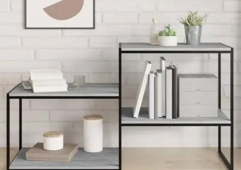 Rafturi de perete, 4 buc., gri sonoma, 60x50x1,5 cm, lemn - 1/5