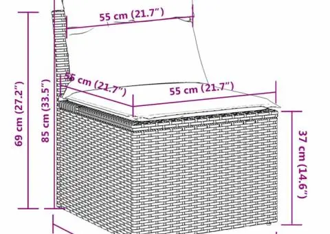 Set mobilier de grădină cu perne, 3 piese, negru, poliratan - 3/4