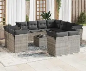 vidaXL Set canapele de grădină cu perne, 12piese gri deschis poliratan