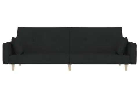 Canapea extensibilă cu 2 locuri, 2 perne, negru, textil - 5/5