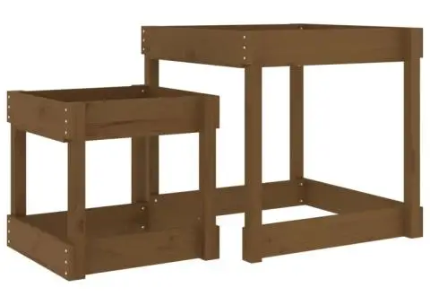 Mese pentru nisip, 2 buc., maro miere, lemn masiv de pin - 2/5