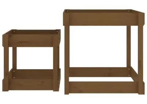 Mese pentru nisip, 2 buc., maro miere, lemn masiv de pin - 4/5