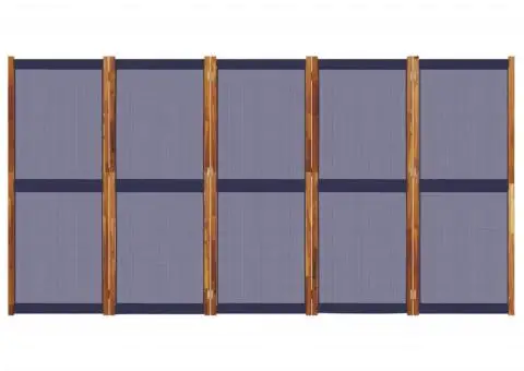 Paravan de cameră cu 5 panouri, albastru închis, 350x180 cm - 4/5