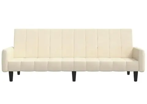 Canapea extensibilă cu 2 locuri, crem, catifea - 5/5