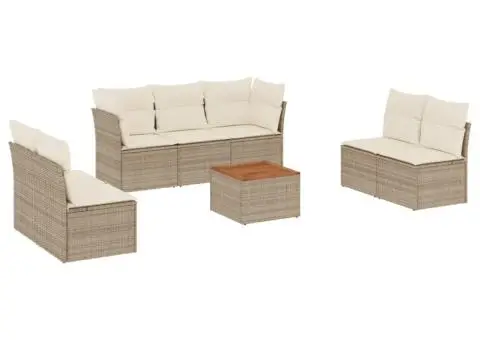 Set canapele de grădină, 8 piese, cu perne, bej, poliratan - 2/3