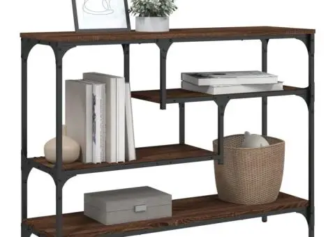 Măsuță consolă, stejar maro, 100x30x75 cm, lemn prelucrat - 4/5