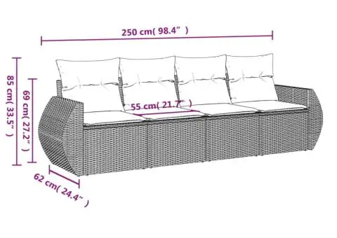 Set canapele de grădină, 4 piese, cu perne, maro poliratan maro - 3/3