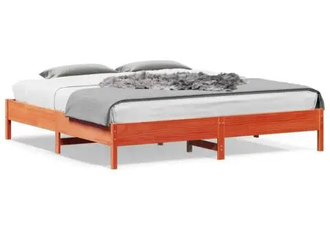 Cadru de pat fără saltea, maro ceruit 200x200 cm lemn masiv pin - 1/5