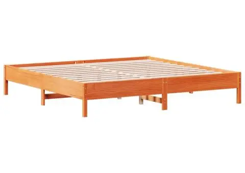 Cadru de pat fără saltea, maro ceruit 200x200 cm lemn masiv pin - 2/5