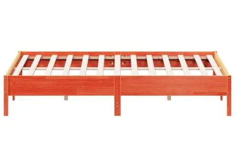 Cadru de pat fără saltea, maro ceruit 200x200 cm lemn masiv pin - 5/5