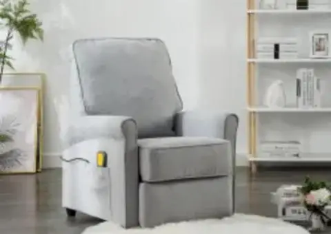 Fotoliu de masaj, gri deschis, material textil - 1/5