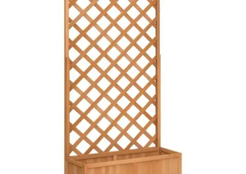 Jardinieră cu spalier, maro, lemn masiv de brad - 2/5