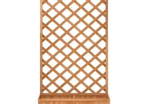 Jardinieră cu spalier, maro, lemn masiv de brad - 4/5