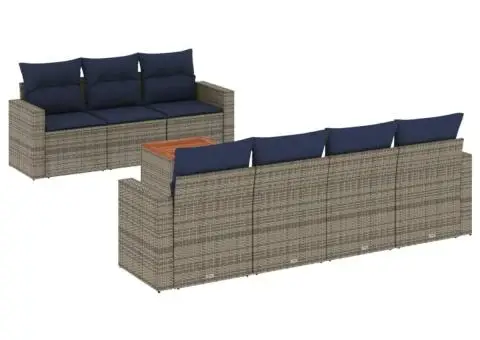 Set canapele de grădină cu perne, 8 piese, gri, poliratan - 2/3