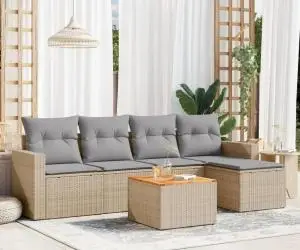 vidaXL Set canapele de grădină cu perne, 6 piese, bej, poliratan