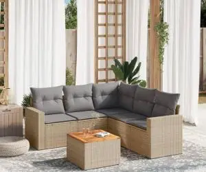 vidaXL Set canapele de grădină cu perne, 6 piese, bej, poliratan
