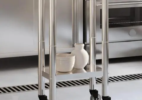 Masă de lucru bucătărie cu roți, 55x30x85 cm, oțel inoxidabil - 1/5