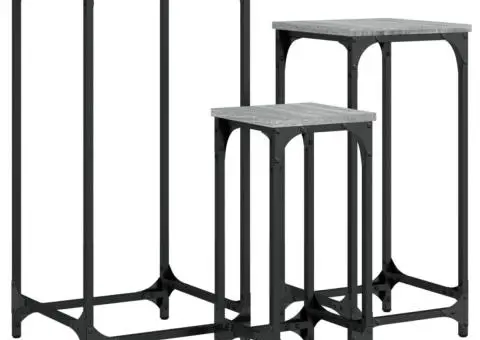 Măsuțe laterale suprapuse, 3 buc, gri sonoma, lemn prelucrat - 2/5