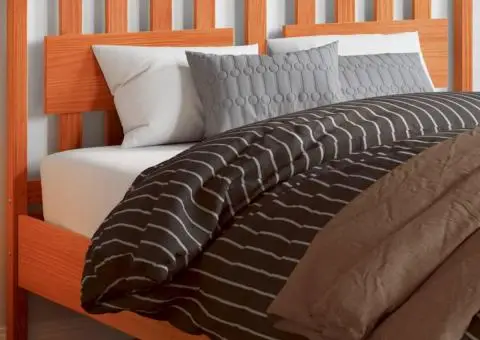 Tăblie de pat, maro ceruit, 135 cm, lemn masiv de pin - 1/5