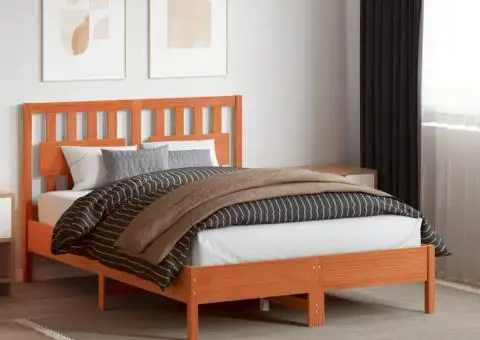 Tăblie de pat, maro ceruit, 135 cm, lemn masiv de pin - 3/5