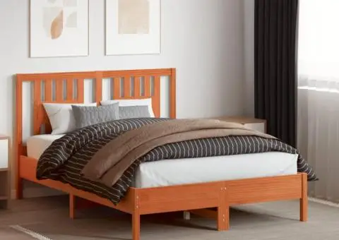 Tăblie de pat, maro ceruit, 140 cm, lemn masiv de pin - 3/5