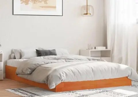 Cadru pat fără saltea, maro ceruit, 120x200 cm, lemn masiv pin - 1/5