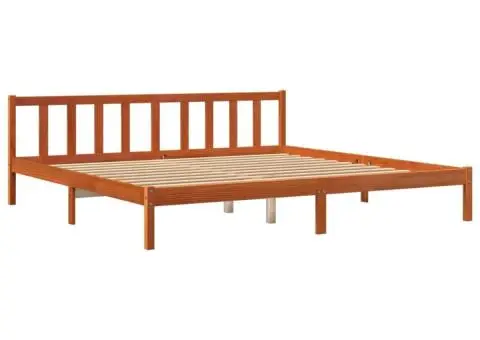Cadru de pat fără saltea, maro ceruit 180x200 cm lemn masiv pin - 3/5