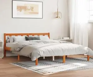 vidaXL Cadru de pat fără saltea, maro ceruit 150x200 cm lemn masiv pin